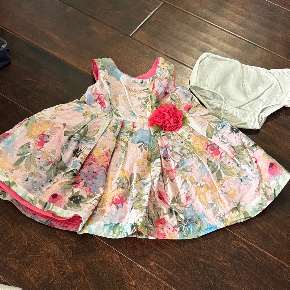 Pippa & Julie Floral Kids Dress with Pink Accents